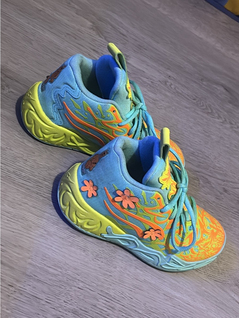 Puma Kids Blue, Yellow & Orange Floral Accent Sneakers